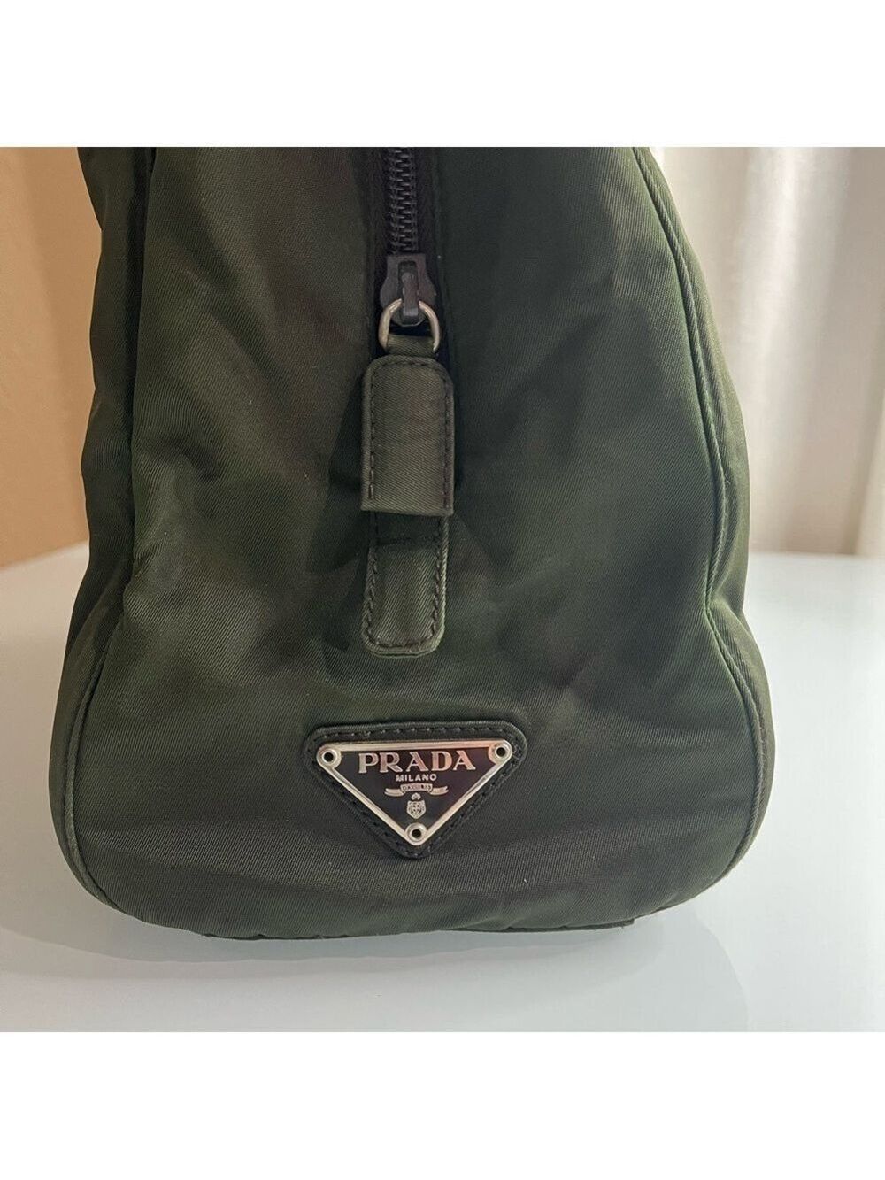 PRADA TESSUTO GREEN NYLON HANDBAG - Picture 4 of 11